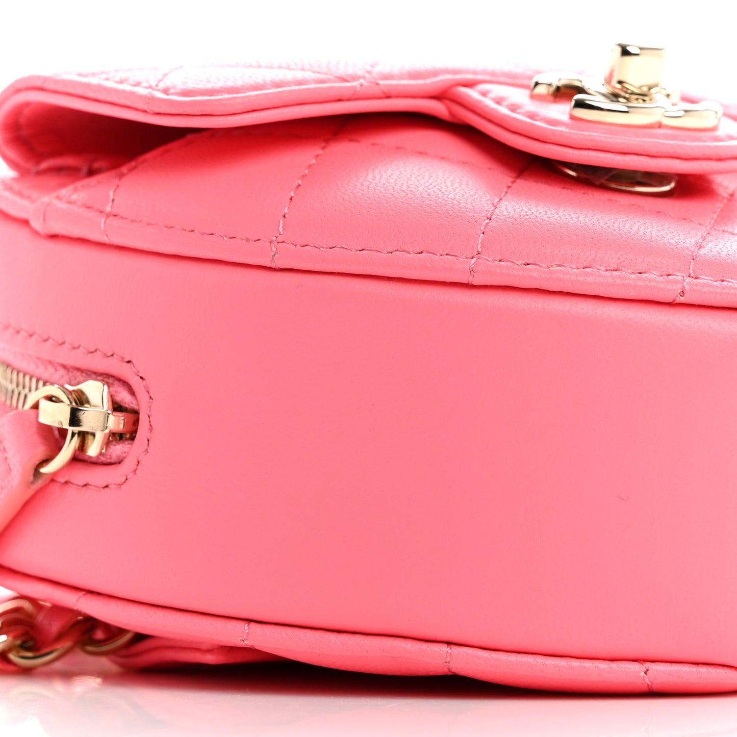 Lambskin Quilted CC In Love Heart Waist Belt Bag With Chain Pink