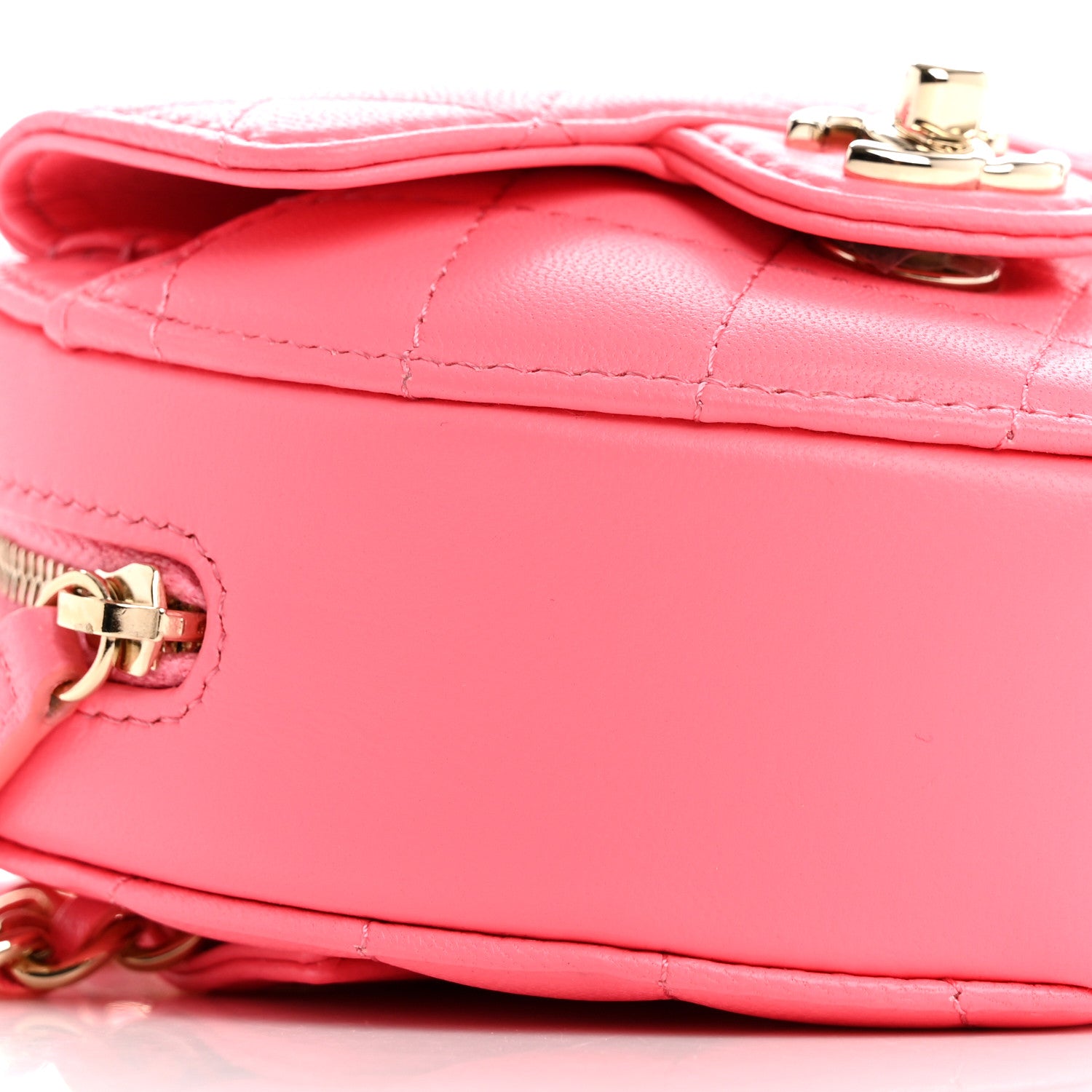 Chanel Lambskin Quilted CC In Love Heart Waist Belt Bag With Chain Pink 9 of 10