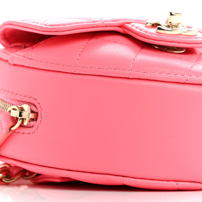 Chanel Lambskin Quilted CC In Love Heart Waist Belt Bag With Chain Pink 9 of 10