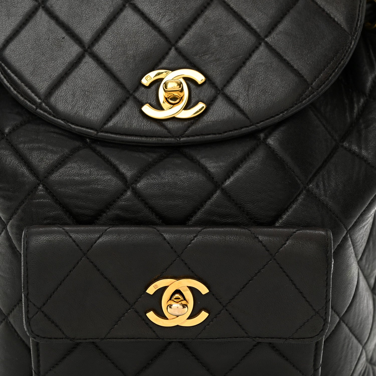 Chanel Lambskin Quilted Drawstring Backpack Black 8 of 11