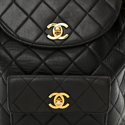 Chanel Lambskin Quilted Drawstring Backpack Black 8 of 11