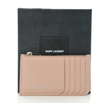 Saint Laurent Grained Calfskin 5 Fragments Zip Pouch Card Holder Pale Pink 8 of 8