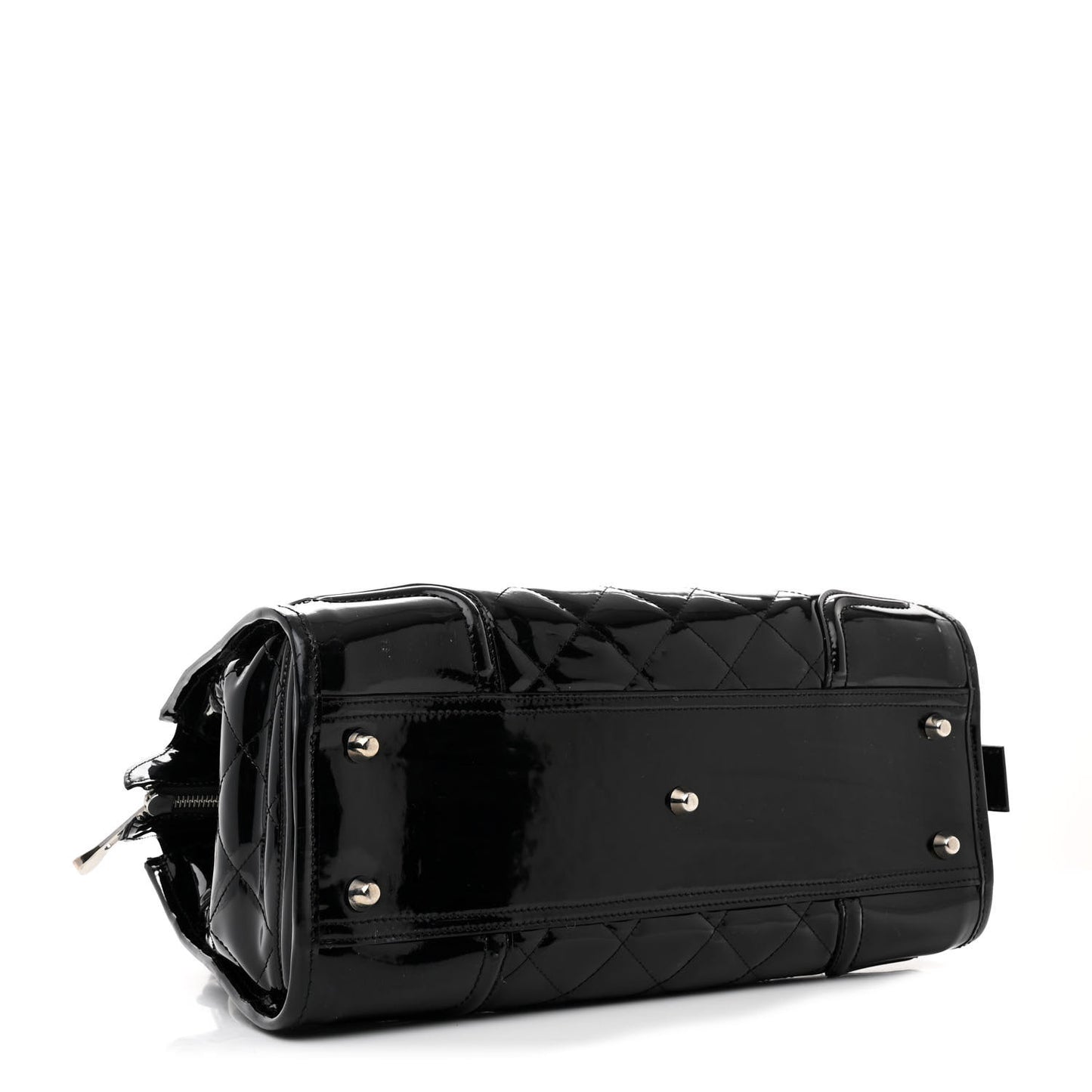Patent Quilted Large Manor Tote  Black