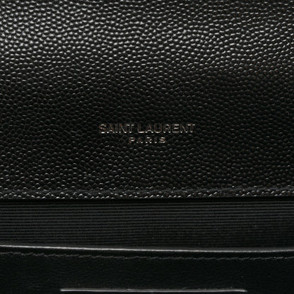 Saint Laurent Grain De Poudre Textured Mixed Matelasse Triquilt Medium Monogram Monochrome Satchel Black 6 of 11