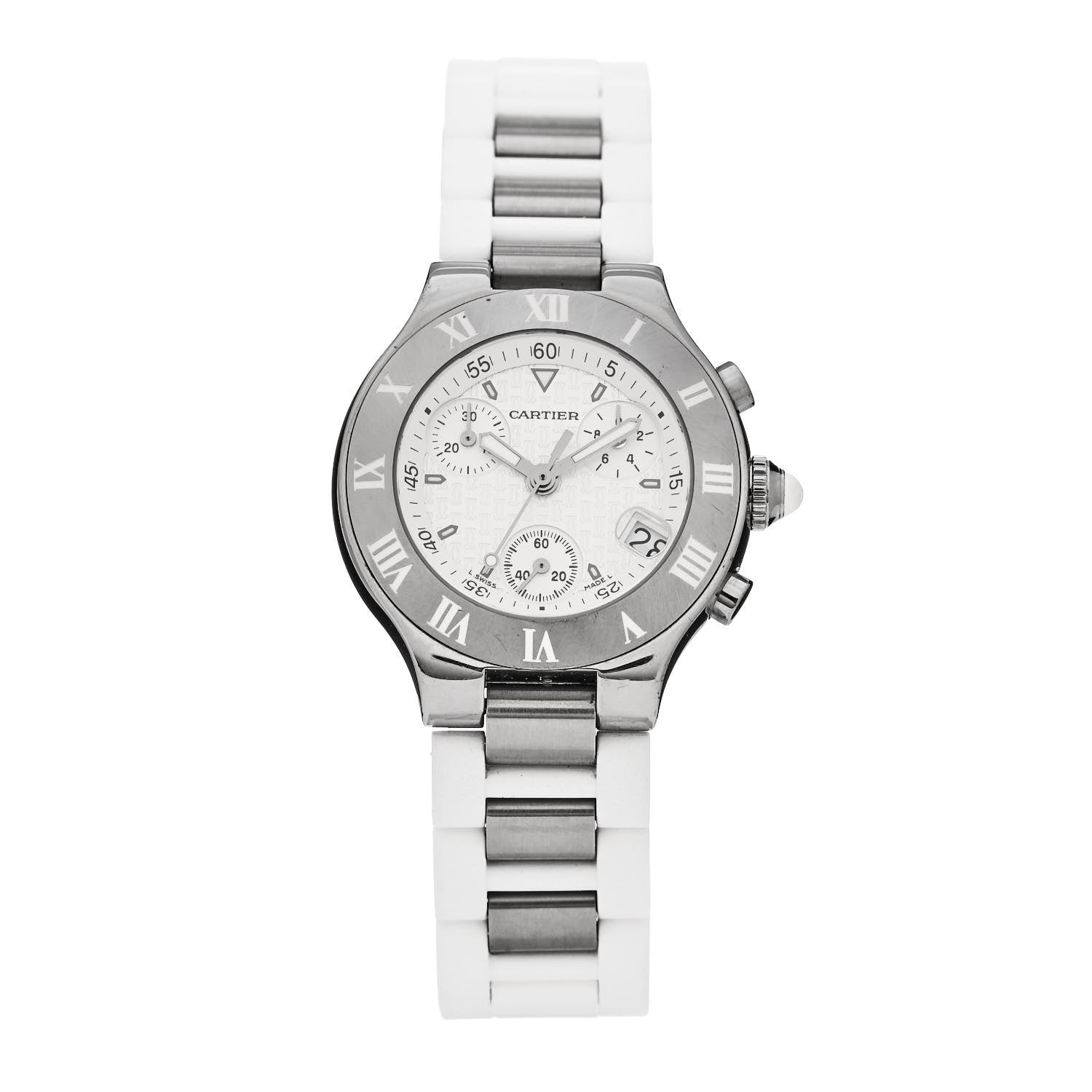 Cartier Stainless Steel Rubber 32mm Must 21 Chronoscaph Quartz Watch 1 of 5
