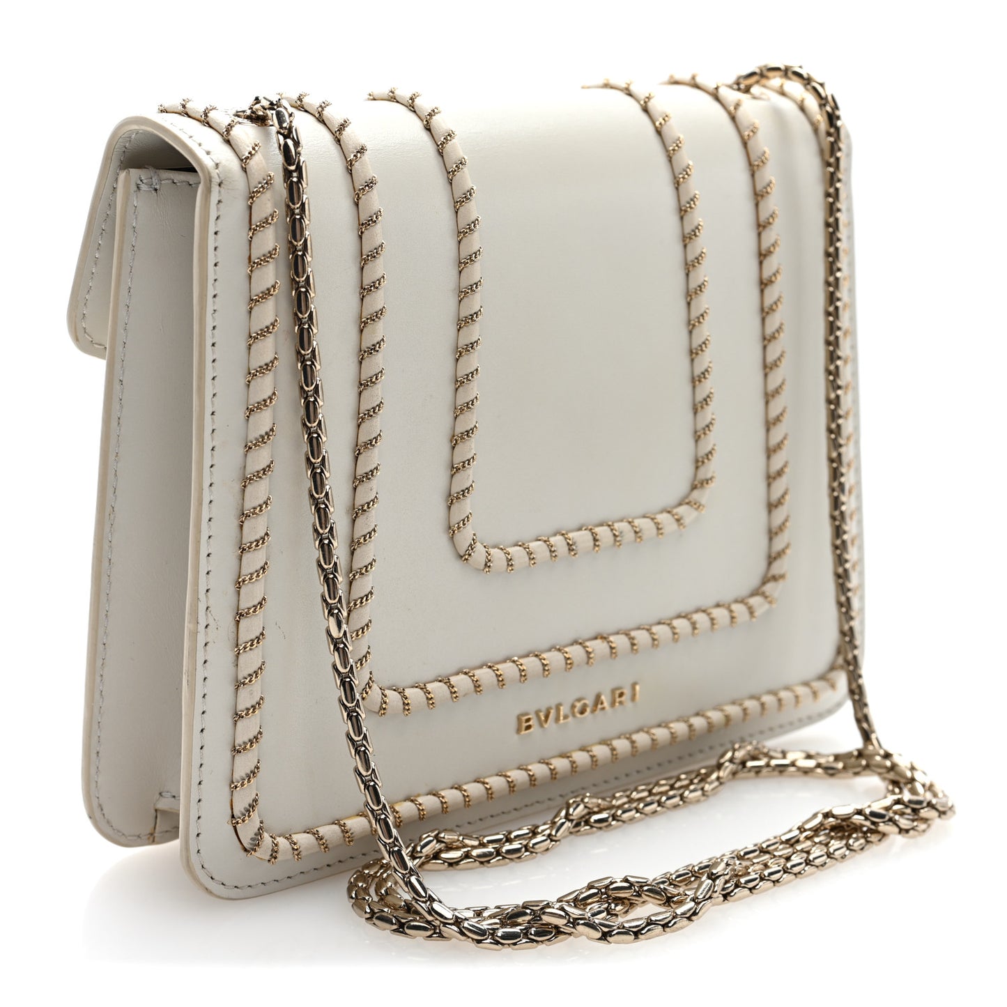 Calfskin Woven Chain Serpenti Forever Crossbody Bag White