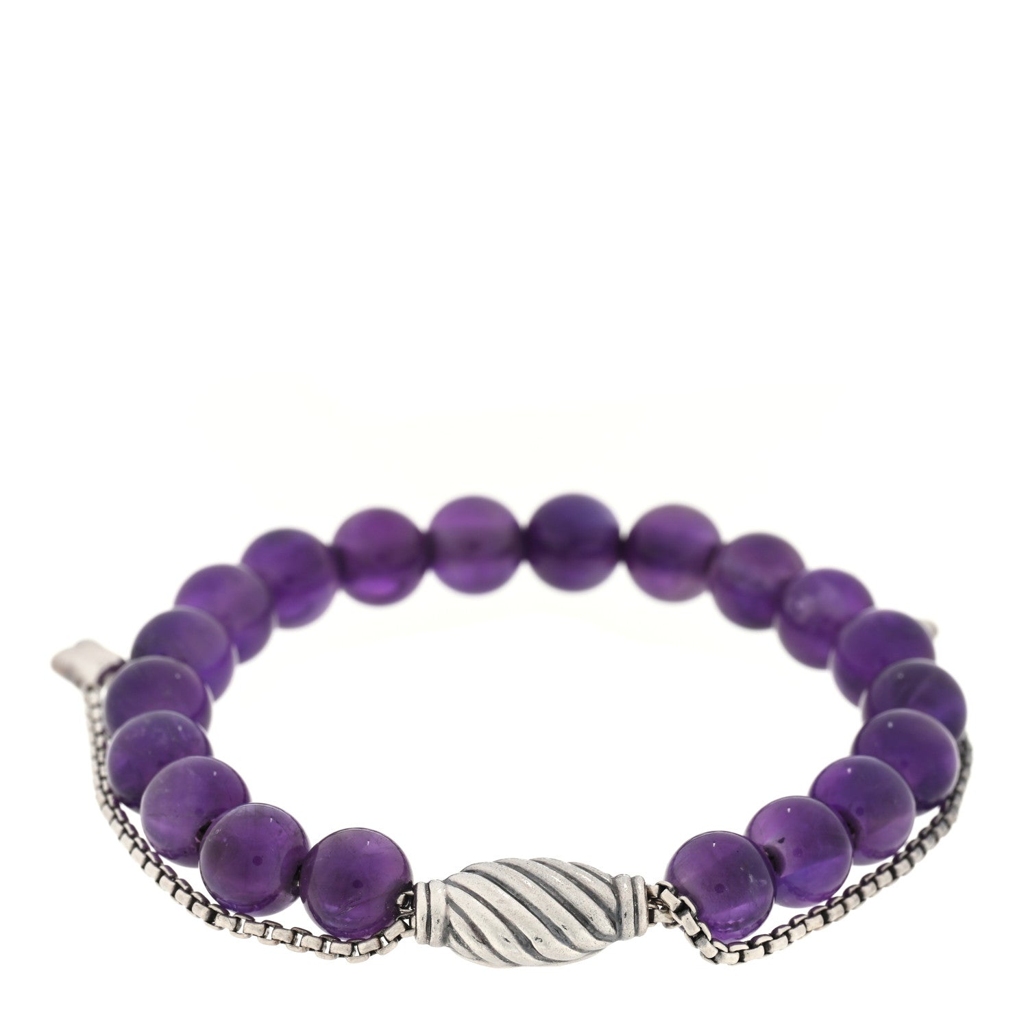 David Yurman Sterling Silver Amethyst 8mm Spiritual Beads Bracelet 2 of 3