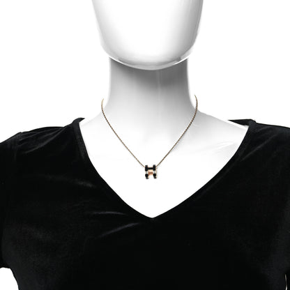 Hermes Lacquered Rose Gold Pop H Pendant Necklace Black 2 of 5