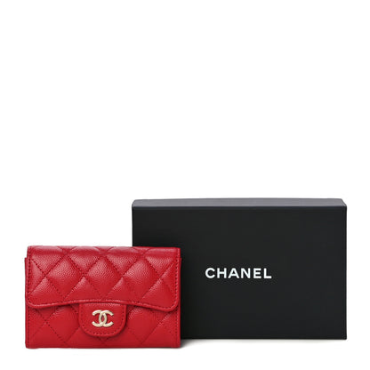 Chanel Caviar Quilted Flap Card Holder Wallet Red 12 of 12