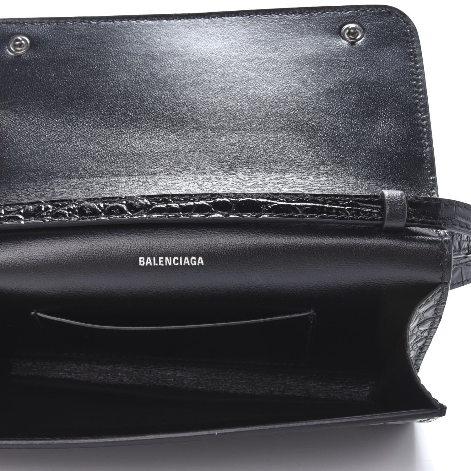 Balenciaga Calfskin Crocodile Embossed Touch Phone Holder With Strap Black 5 of 9