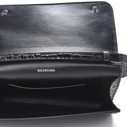 Balenciaga Calfskin Crocodile Embossed Touch Phone Holder With Strap Black 5 of 9