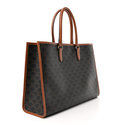 Celine Triomphe Canvas Calfskin Horizontal Cabas Tan 2 of 10