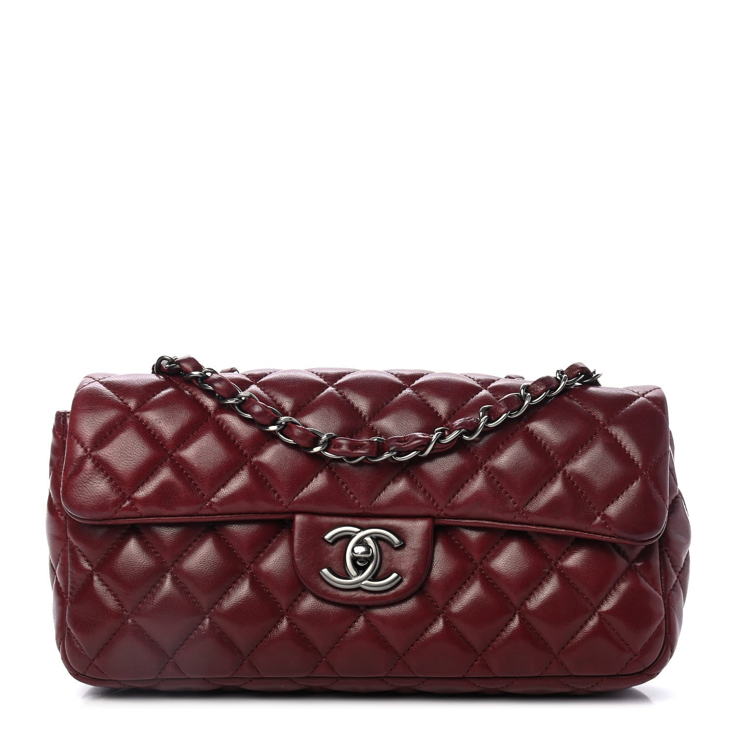 Chanel Lambskin Quilted East West Flap Dark Red 1 of 4