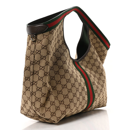 Gucci GG Monogram Web Large Giglio Tote Beige Brown 4 of 10