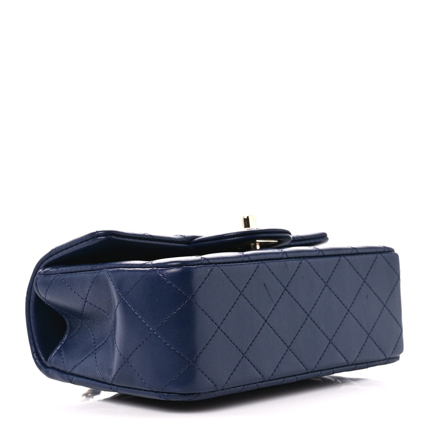 Chanel Lambskin Quilted Mini Top Handle Rectangular Flap Navy Blue 4 of 12