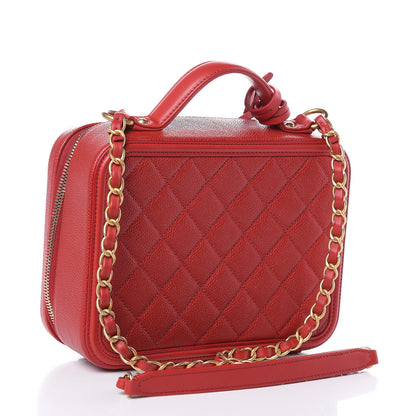Chanel Caviar Quilted Medium CC Filigree Vanity Case Red 3 of 8