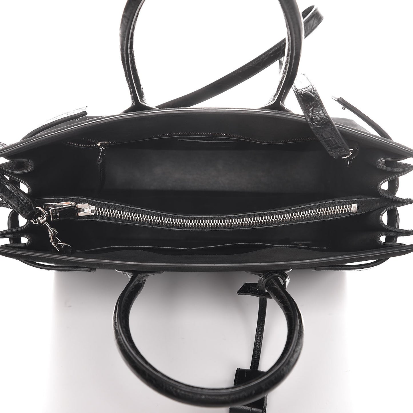 Suede Crocodile Embossed Small Sac De Jour Black