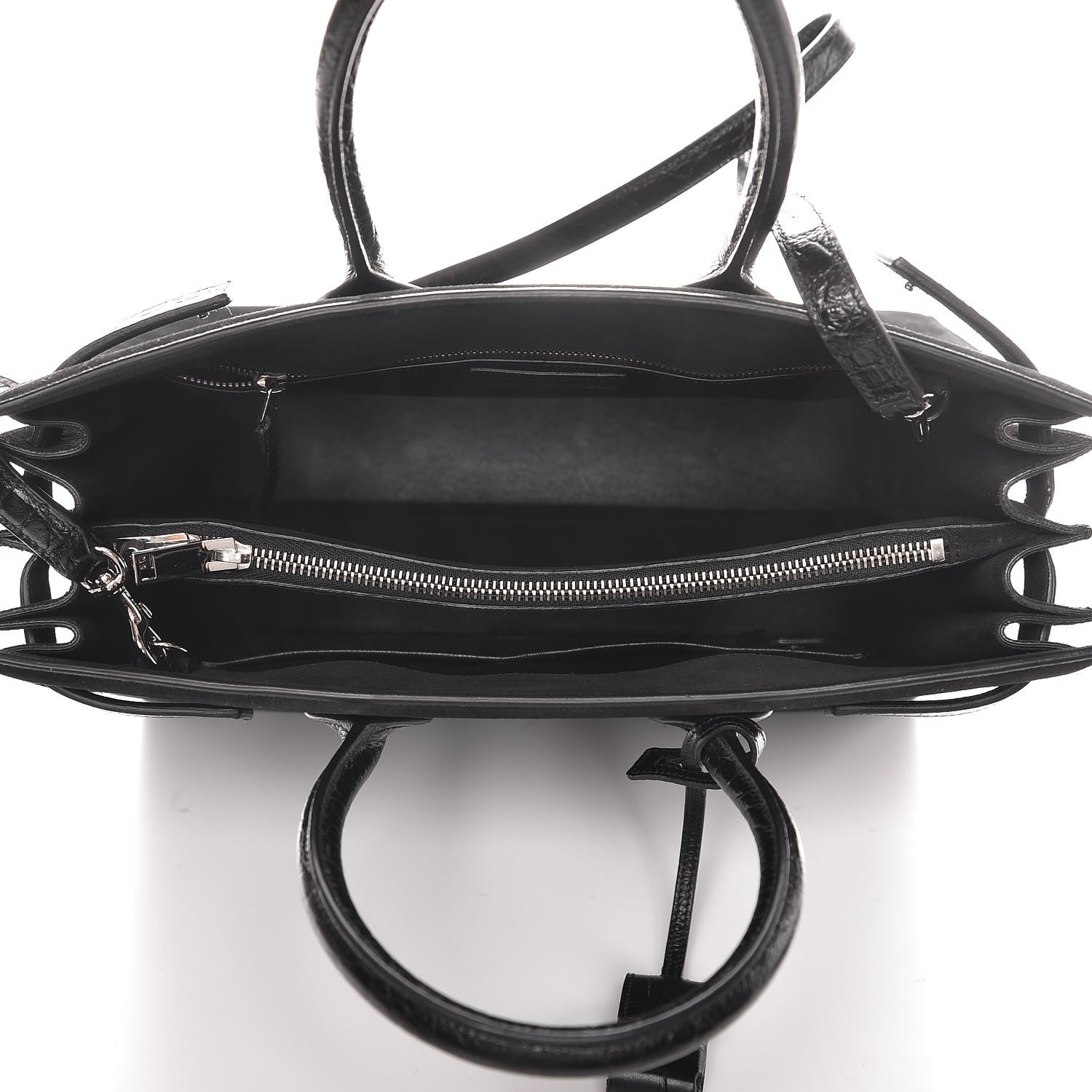 Saint Laurent Suede Crocodile Embossed Small Sac De Jour Black 6 of 8