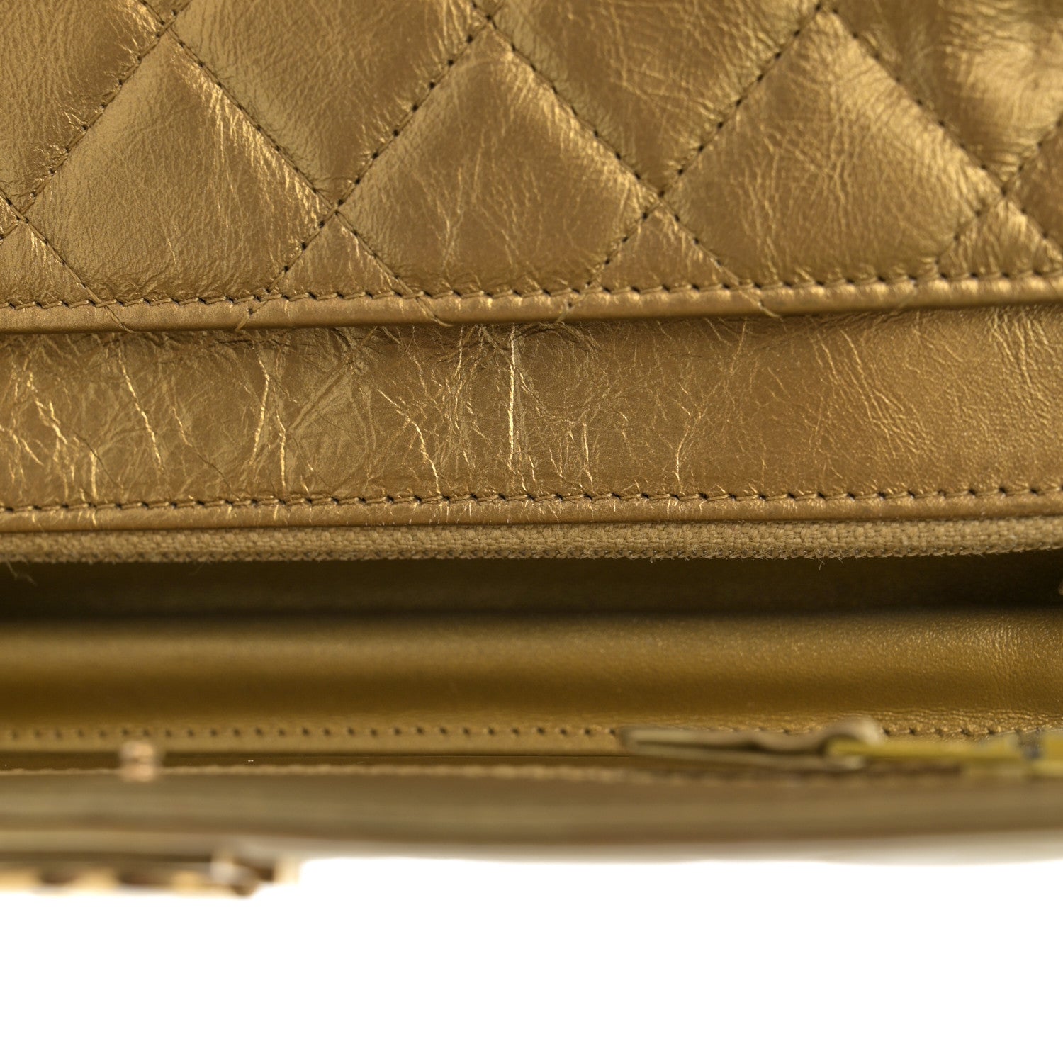 Chanel Distressed Calfskin Quilted Boy Wallet On Chain WOC Gold 13 of 15