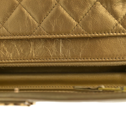 Chanel Distressed Calfskin Quilted Boy Wallet On Chain WOC Gold 13 of 15