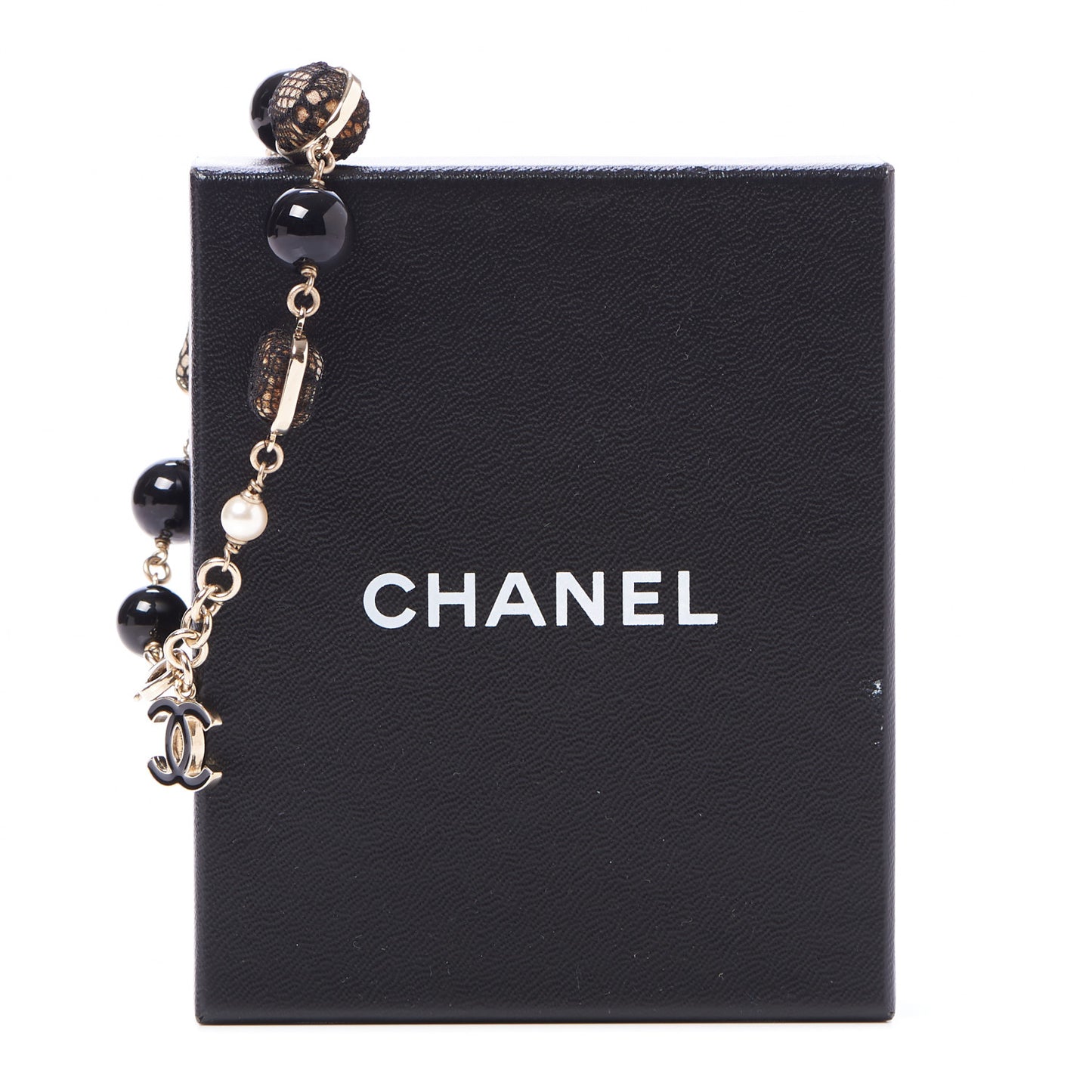 Lace Pearl Beaded CC Bracelet Black Gold