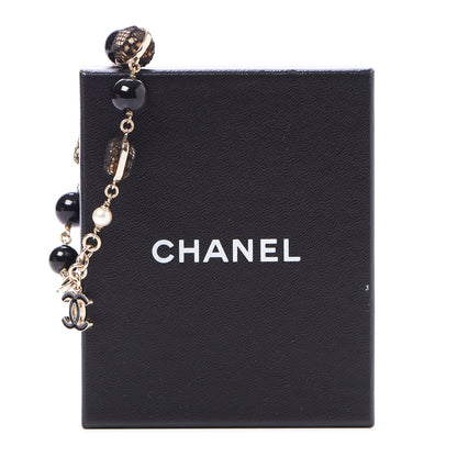 Chanel Lace Pearl Beaded CC Bracelet Black Gold 5 of 5