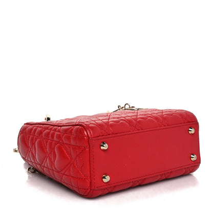 Christian Dior Calfskin Cannage Dioramour Mini Lady Dior Bag Bright Red 3 of 12