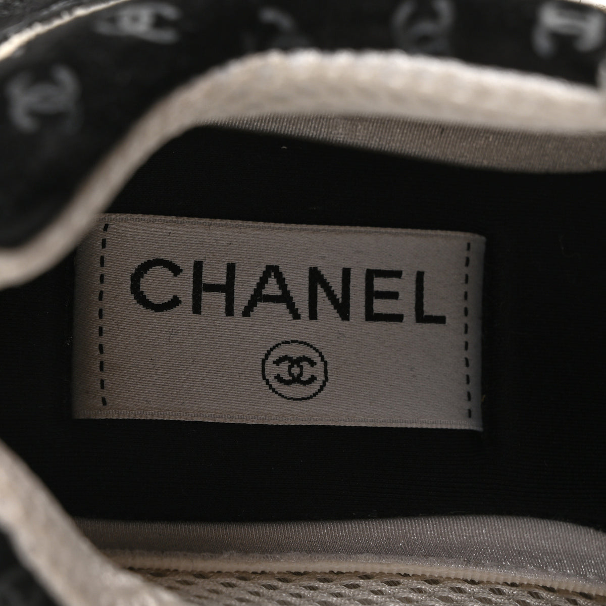 Chanel Printed Suede Calfskin CC Sneakers 35 Black White 8 of 10