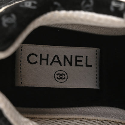 Chanel Printed Suede Calfskin CC Sneakers 35 Black White 8 of 10