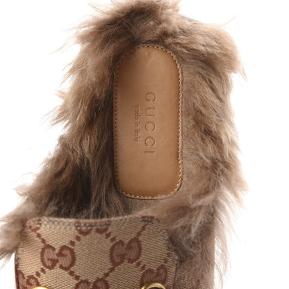 Gucci GG Monogram Fur Womens Princetown Slippers 38.5 Beige Ruggine Rust 6 of 7