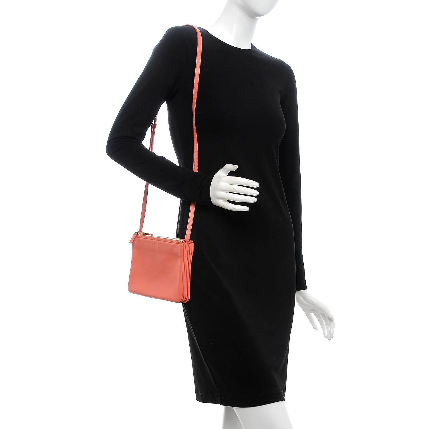Celine Lambskin Small Trio Crossbody Bag Lipstick 2 of 13