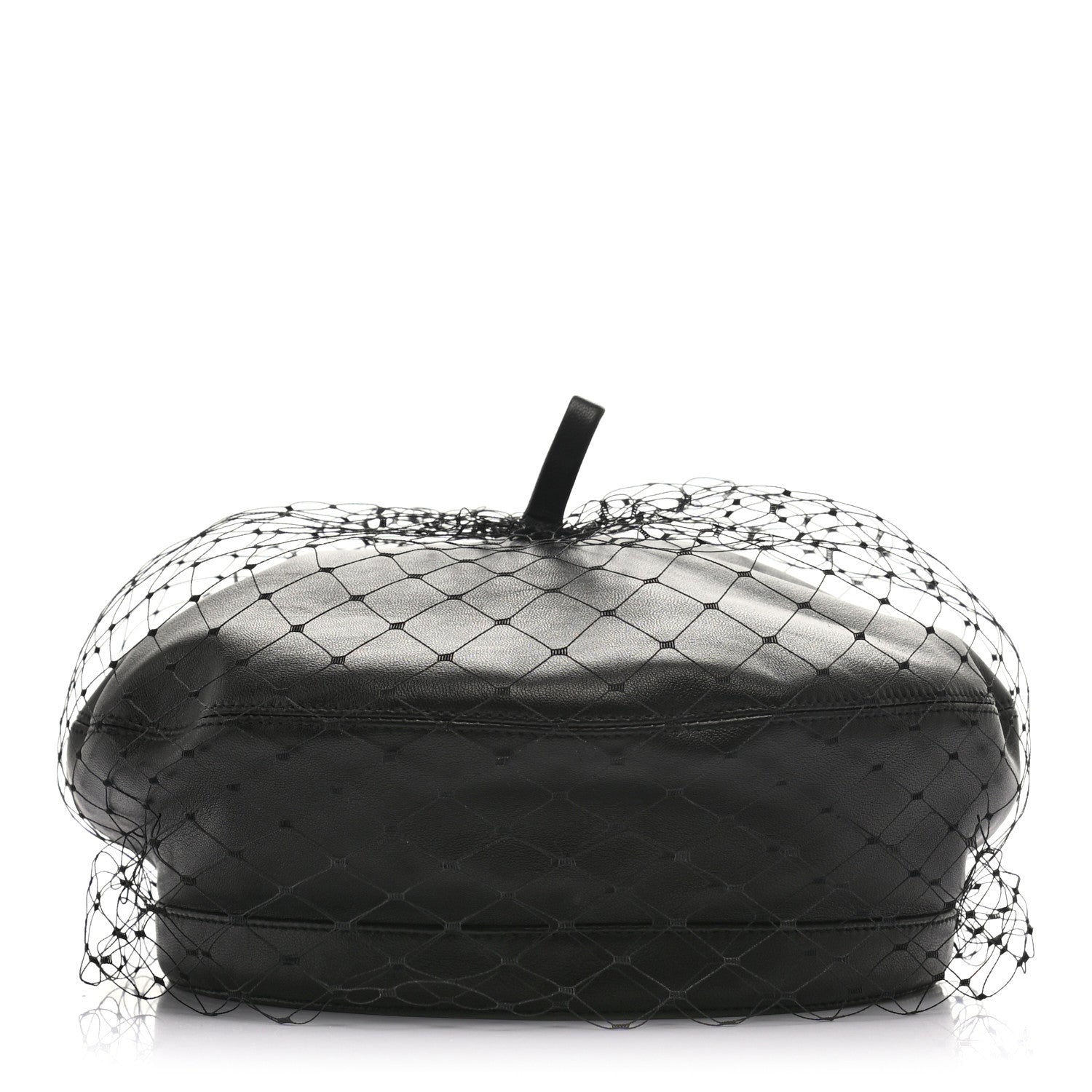 Christian Dior Lambskin Arty Beret Cap with Veil 57 Black 3 of 9