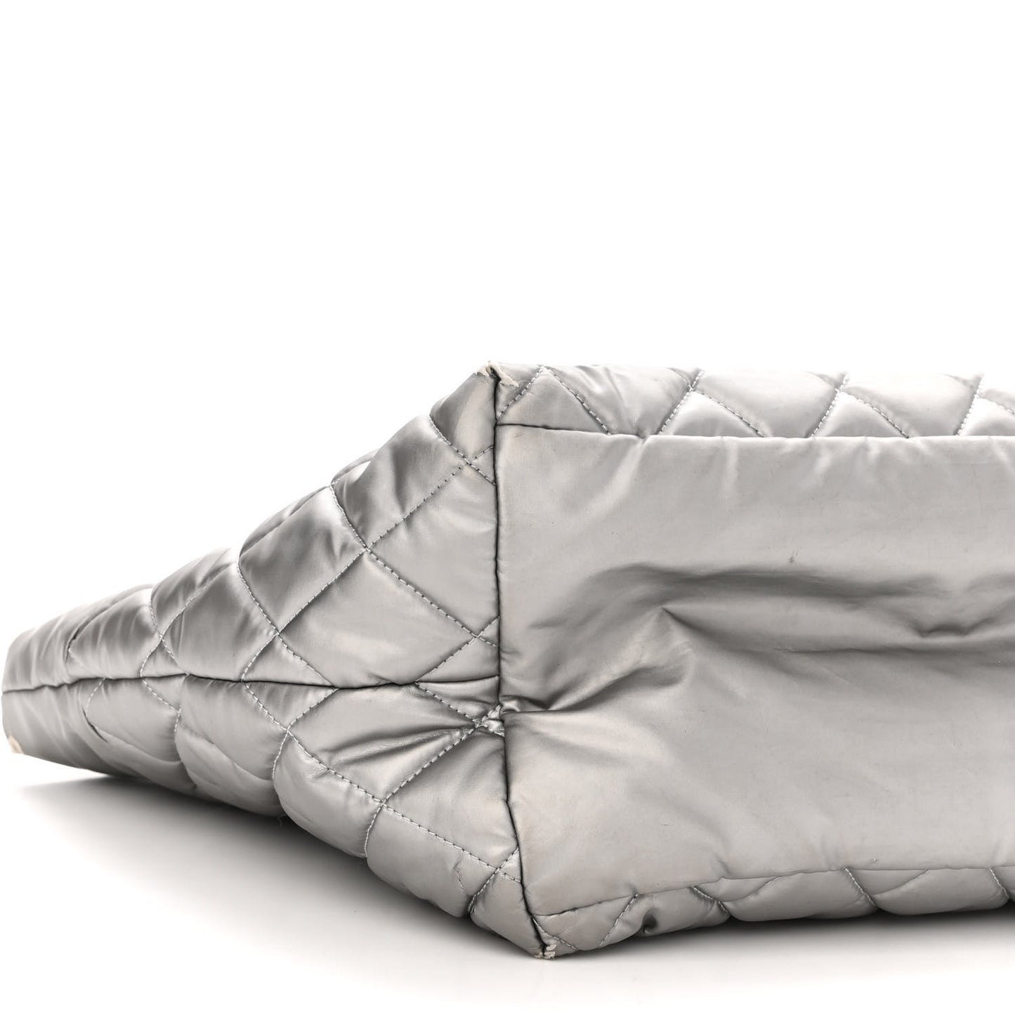 Nylon Quilted Small Coco Cocoon Tote Silver