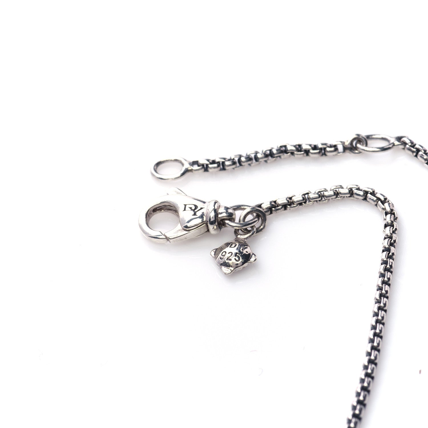 David Yurman Sterling Silver Diamond Black Onyx 11mm Chatelaine Pendant Necklace 5 of 5