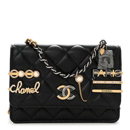 Chanel Lambskin Quilted Coco Clips Mini Wallet On Chain WOC Black 1 of 11