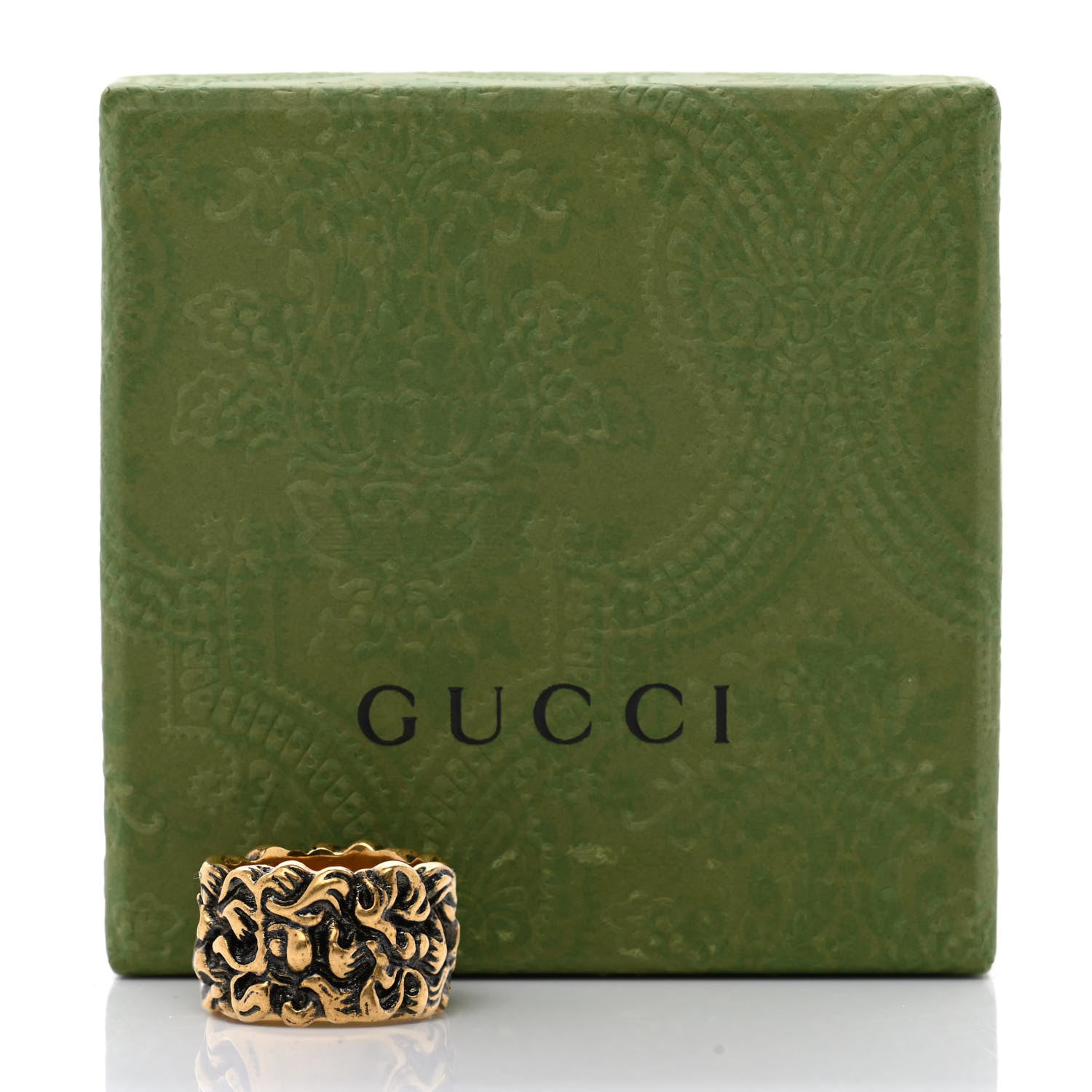 Gucci Metal Lion Mane Ring L Aged Gold 6 of 6