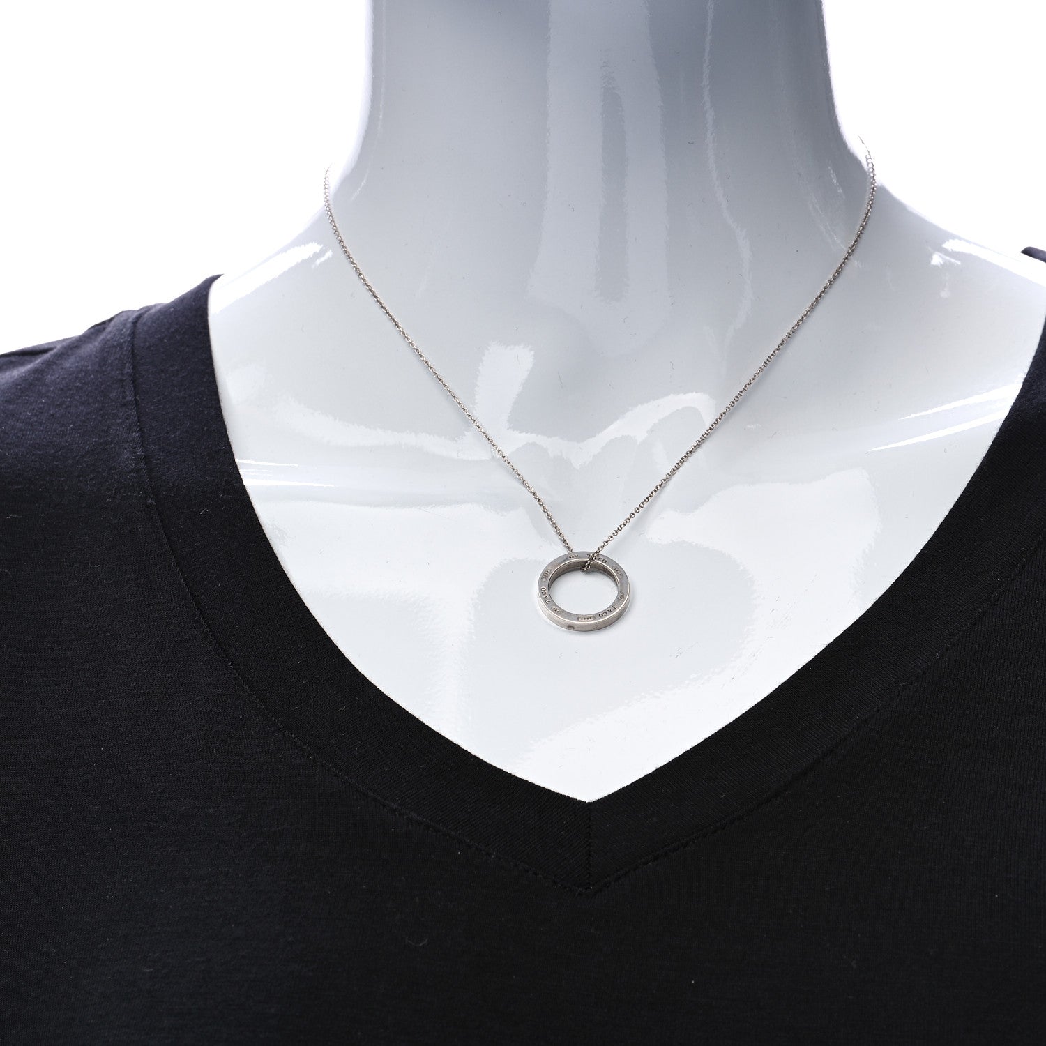 Tiffany Sterling Silver 1837 Circle Pendant Necklace 2 of 8