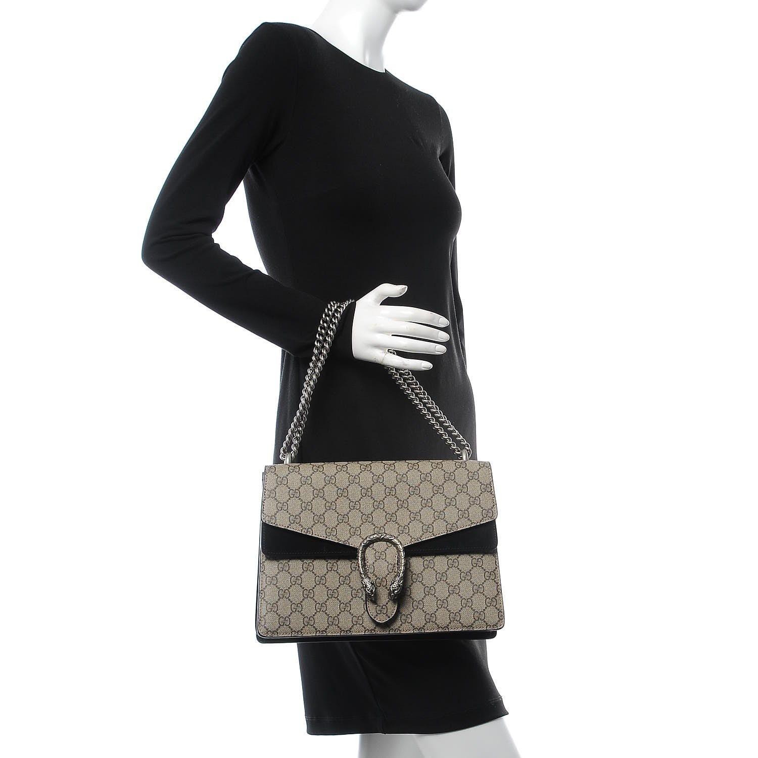 Gucci GG Supreme Monogram Medium Dionysus Shoulder Bag Black 2 of 10