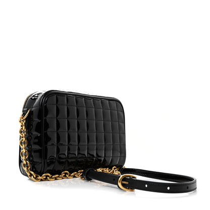 Saint Laurent Patent Calfskin Carre Quilted Cassandre Mini Camera Bag Black 3 of 10