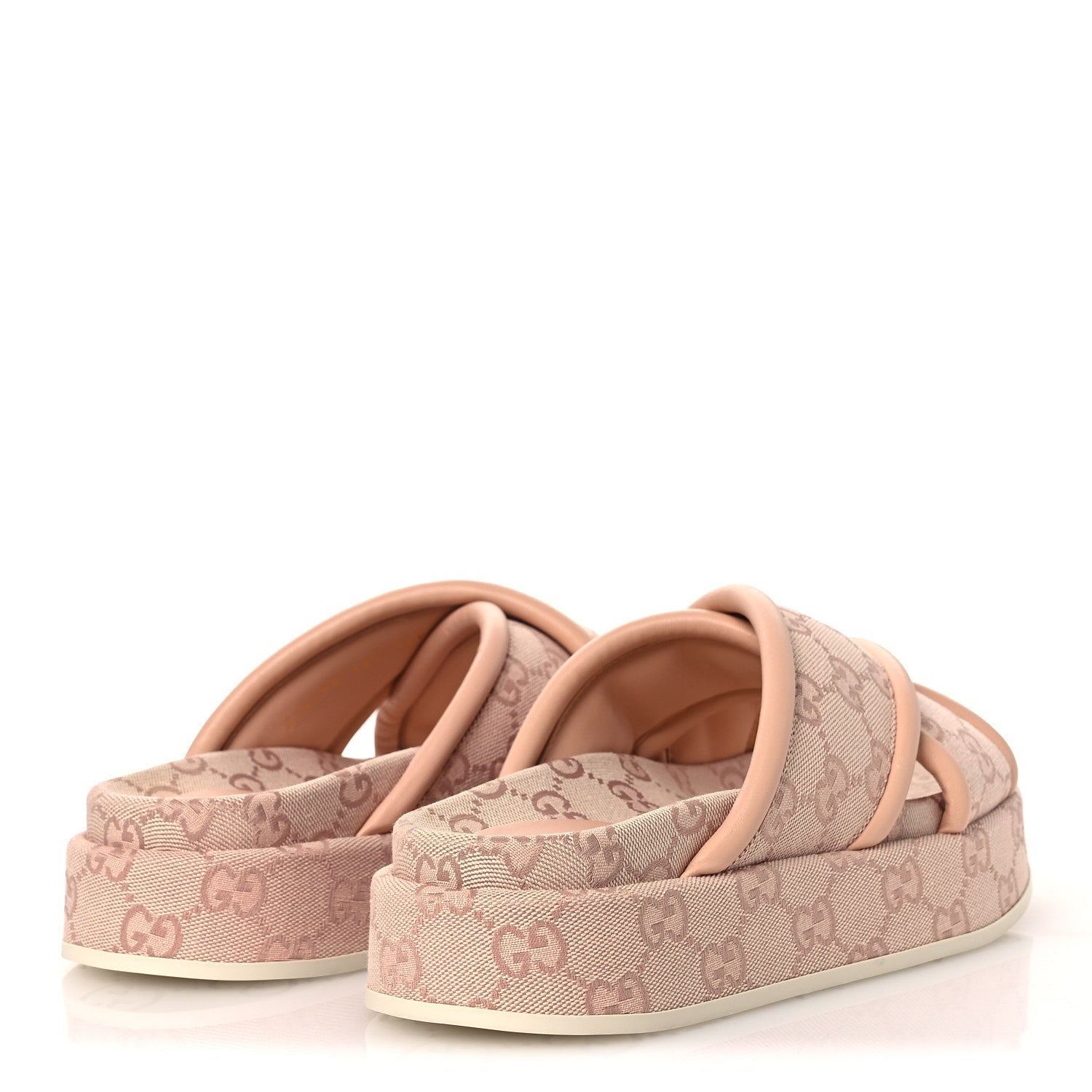 Gucci Monogram GG Calfskin Angelina Platform 55mm Slide Sandals 36.5 Light Pink 5 of 11