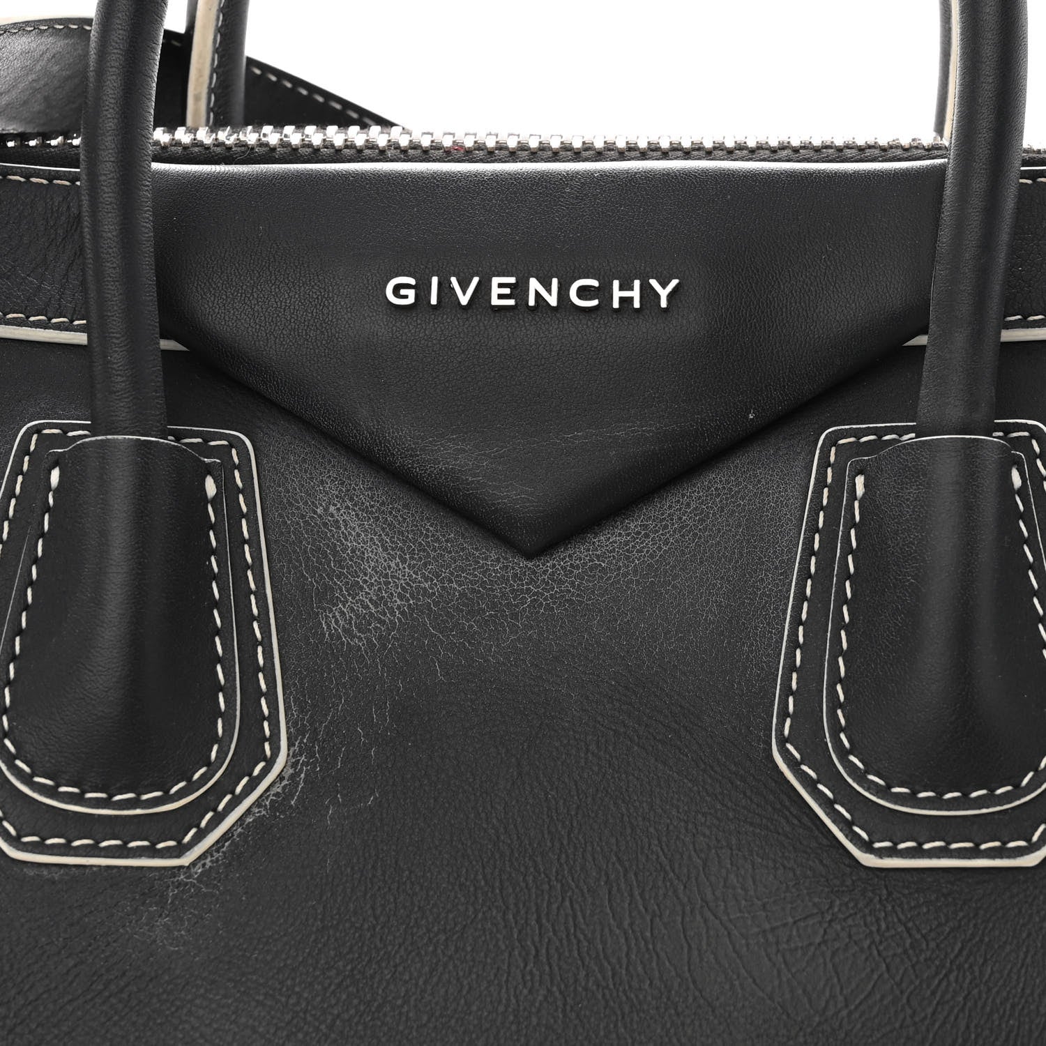 Givenchy Calfskin Contrast Stitched Medium Antigona Black 11 of 14