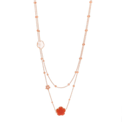 Pasquale Bruni 18K Rose Gold Milky Quartz Carnelian Diamond Bon Ton Sautoir Necklace 1 of 7