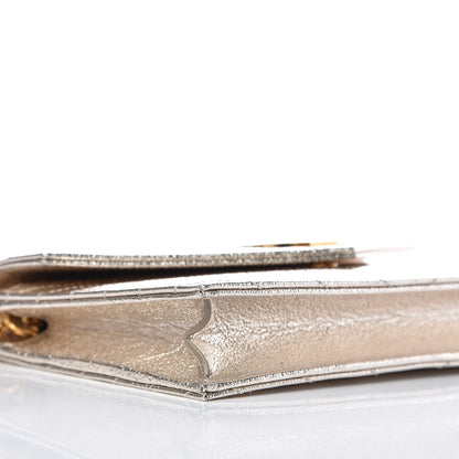 Saint Laurent Metallic Crackled Calfskin Matelasse Chevron Monogram Envelope Chain Wallet Gold 7 of 8