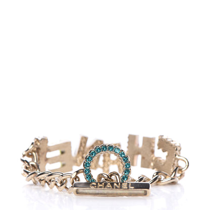 Chanel Metal Strass Enamel Pearl Logo Bracelet Gold Multicolor 3 of 8
