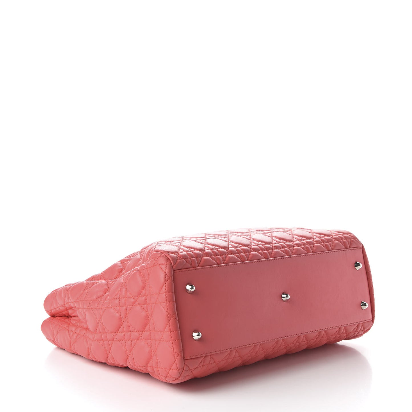 Lambskin Cannage Large Dior Soft Shopping Tote Coral