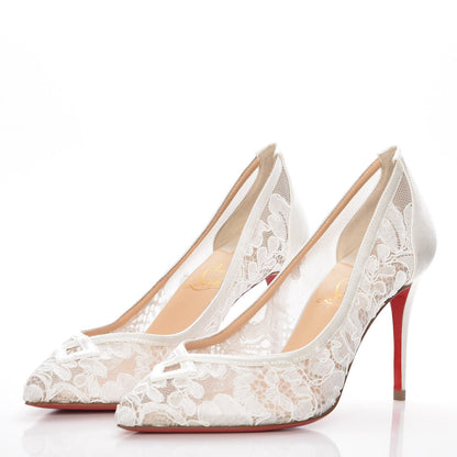 Christian Louboutin Lace Satin Neoalto 85 Pumps 36 White 3 of 8