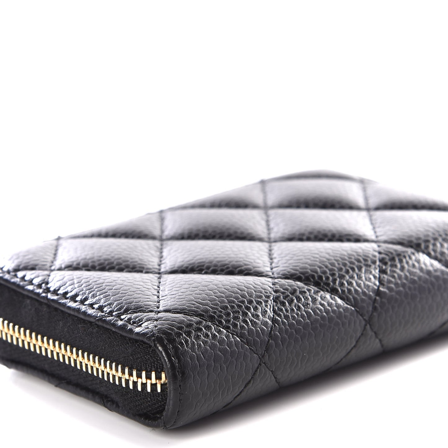 Caviar Quilted Zip Coin Purse Black