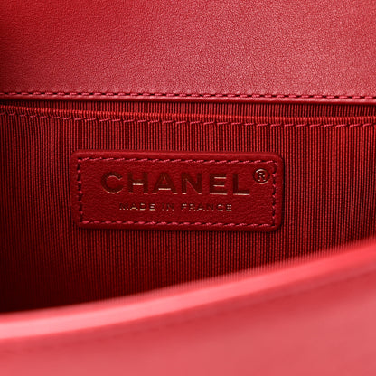 Chanel Calfskin Quilted Small Boy Logo Top Handle Flap Red 6 of 10