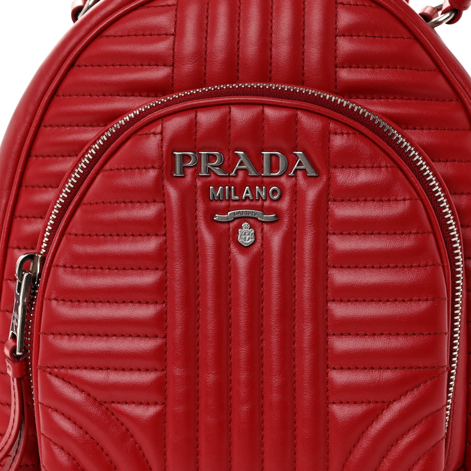 Prada Soft Calfskin Impunture Diagramme Day Backpack Fuoco 7 of 9
