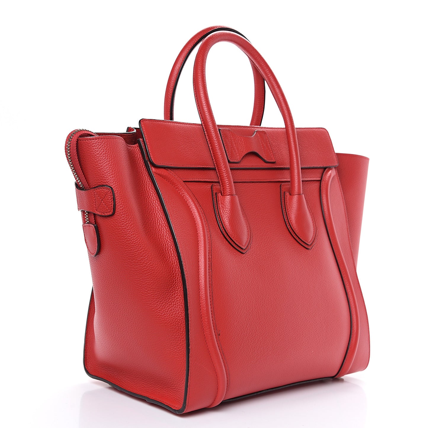 Drummed Calfskin Mini Luggage Coquelicot